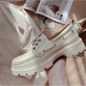 BeauToday Leather Platform Oxford Derby Shoes for Women